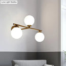GobekUsa Minimalist Globe Opal Glass Sconce Light Fixture - Up and Down Wall Lamp, Gold, 3 Bulbs