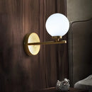 GobekUsa Modern Opal Glass Wall Sconce with Globe Shade and Gold Accent for Washroom Lighting