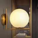 GobekUsa Modern Opal Glass Wall Sconce with Globe Shade and Gold Accent for Washroom Lighting