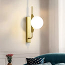 GobekUsa Globe Living Room Sconce - Frosted White Glass Modern Wall Light with Gold Backplate
