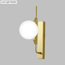 GobekUsa Globe Living Room Sconce - Frosted White Glass Modern Wall Light with Gold Backplate