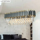 GobekUsa Traditional Crystal Rod 8-Light Gray Chandelier - Oval Dining Room Hanging Lamp