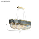 GobekUsa Traditional Crystal Rod 8-Light Gray Chandelier - Oval Dining Room Hanging Lamp