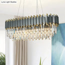GobekUsa Traditional Crystal Rod 8-Light Gray Chandelier - Oval Dining Room Hanging Lamp