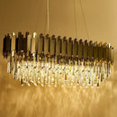 GobekUsa Traditional Crystal Rod 8-Light Gray Chandelier - Oval Dining Room Hanging Lamp