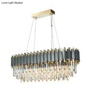 GobekUsa Traditional Crystal Rod 8-Light Gray Chandelier - Oval Dining Room Hanging Lamp
