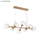 GobekUsa Modern Gold Hanging Light Kit with Clear Glass Orb Shade - 8 Bulbs, Ideal for Dining Room or Island