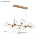 GobekUsa Modern Gold Hanging Light Kit with Clear Glass Orb Shade - 8 Bulbs, Ideal for Dining Room or Island