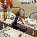 GobekUsa Hercules Figurines Wine Rack: Modern Resin Desktop Organizer & Book Stand
