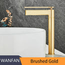 GobekUsa Brass Deck Mounted Basin Faucet Single Handle Hot Cold Mixer for Bathroom Sink
