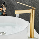 GobekUsa Brass Deck Mounted Basin Faucet Single Handle Hot Cold Mixer for Bathroom Sink