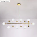 GobekUsa Modern Gold Hotel Linear Chandelier - Opal Glass, 8 Lights, Ceiling Pendant