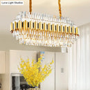GobekUsa Contemporary Crystal Gold Pendant Light - 39" Wide 7-Tiered Icicle Chandelier, 16-Light - Perfect for Table
