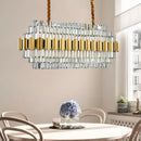 GobekUsa Contemporary Crystal Gold Pendant Light - 39" Wide 7-Tiered Icicle Chandelier, 16-Light - Perfect for Table