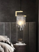 GobekUsa Icicle Glass Pendant Light for High-End Bedroom & Living Room Decor