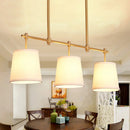 GobekUsa Modern Gold Island Chandelier Light - Fabric Empire Shade Suspension Lighting with 3 Bulbs