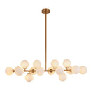GobekUsa Modern Gold Island Pendant Lighting with 16 Lights - Spherical Glass Ceiling Light for Living Room