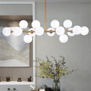 GobekUsa Modern Gold Island Pendant Lighting with 16 Lights - Spherical Glass Ceiling Light for Living Room