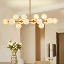 GobekUsa Modern Gold Island Pendant Lighting with 16 Lights - Spherical Glass Ceiling Light for Living Room