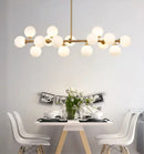 GobekUsa Modern Gold Island Pendant Lighting with 16 Lights - Spherical Glass Ceiling Light for Living Room
