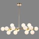 GobekUsa Modern Gold Island Pendant Lighting with 16 Lights - Spherical Glass Ceiling Light for Living Room