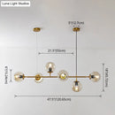 GobekUsa Modern Gold Island Pendant Light with 6 Lights - Spherical Glass Ceiling Fixture for Dining Table
