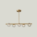 GobekUsa Sleek and Elegant Linear Gold Island Pendant Lighting with Spherical Glass Shades for Dining Table