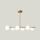 GobekUsa Sleek and Elegant Linear Gold Island Pendant Lighting with Spherical Glass Shades for Dining Table