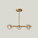 GobekUsa Sleek and Elegant Linear Gold Island Pendant Lighting with Spherical Glass Shades for Dining Table