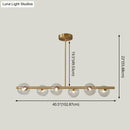 GobekUsa Sleek and Elegant Linear Gold Island Pendant Lighting with Spherical Glass Shades for Dining Table