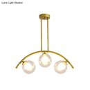 GobekUsa Gold Island Pendant with Clear/White Shade and Curvy Design - Perfect for Modern Kitchens (3/5/7 Lights)