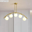 GobekUsa Gold Island Pendant with Clear/White Shade and Curvy Design - Perfect for Modern Kitchens (3/5/7 Lights)