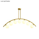 GobekUsa Gold Island Pendant with Clear/White Shade and Curvy Design - Perfect for Modern Kitchens (3/5/7 Lights)