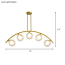 GobekUsa Gold Island Pendant with Clear/White Shade and Curvy Design - Perfect for Modern Kitchens (3/5/7 Lights)