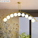 GobekUsa Gold Island Pendant with Clear/White Shade and Curvy Design - Perfect for Modern Kitchens (3/5/7 Lights)