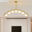 GobekUsa Gold Island Pendant with Clear/White Shade and Curvy Design - Perfect for Modern Kitchens (3/5/7 Lights)