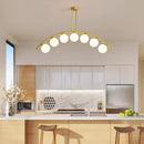 GobekUsa Gold Island Pendant with Clear/White Shade and Curvy Design - Perfect for Modern Kitchens (3/5/7 Lights)