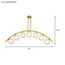 GobekUsa Gold Island Pendant with Clear/White Shade and Curvy Design - Perfect for Modern Kitchens (3/5/7 Lights)