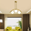 GobekUsa Gold Island Pendant with Clear/White Shade and Curvy Design - Perfect for Modern Kitchens (3/5/7 Lights)
