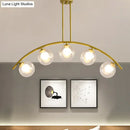 GobekUsa Gold Island Pendant with Clear/White Shade and Curvy Design - Perfect for Modern Kitchens (3/5/7 Lights)