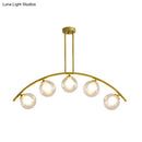 GobekUsa Gold Island Pendant with Clear/White Shade and Curvy Design - Perfect for Modern Kitchens (3/5/7 Lights)