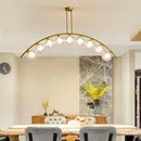 GobekUsa Gold Island Pendant with Clear/White Shade and Curvy Design - Perfect for Modern Kitchens (3/5/7 Lights)