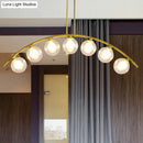 GobekUsa Gold Island Pendant with Clear/White Shade and Curvy Design - Perfect for Modern Kitchens (3/5/7 Lights)