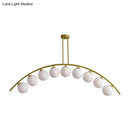 GobekUsa Gold Island Pendant with Clear/White Shade and Curvy Design - Perfect for Modern Kitchens (3/5/7 Lights)
