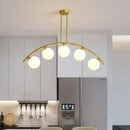 GobekUsa Gold Island Pendant with Clear/White Shade and Curvy Design - Perfect for Modern Kitchens (3/5/7 Lights)