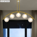 GobekUsa Gold Island Pendant with Clear/White Shade and Curvy Design - Perfect for Modern Kitchens (3/5/7 Lights)
