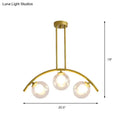 GobekUsa Gold Island Pendant with Clear/White Shade and Curvy Design - Perfect for Modern Kitchens (3/5/7 Lights)