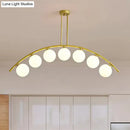 GobekUsa Gold Island Pendant with Clear/White Shade and Curvy Design - Perfect for Modern Kitchens (3/5/7 Lights)