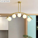 GobekUsa Gold Island Pendant with Clear/White Shade and Curvy Design - Perfect for Modern Kitchens (3/5/7 Lights)