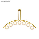 GobekUsa Gold Island Pendant with Clear/White Shade and Curvy Design - Perfect for Modern Kitchens (3/5/7 Lights)